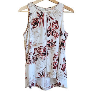 White House Black Market Floral Sleeveless Hi Low Blouse Women's Size Small
